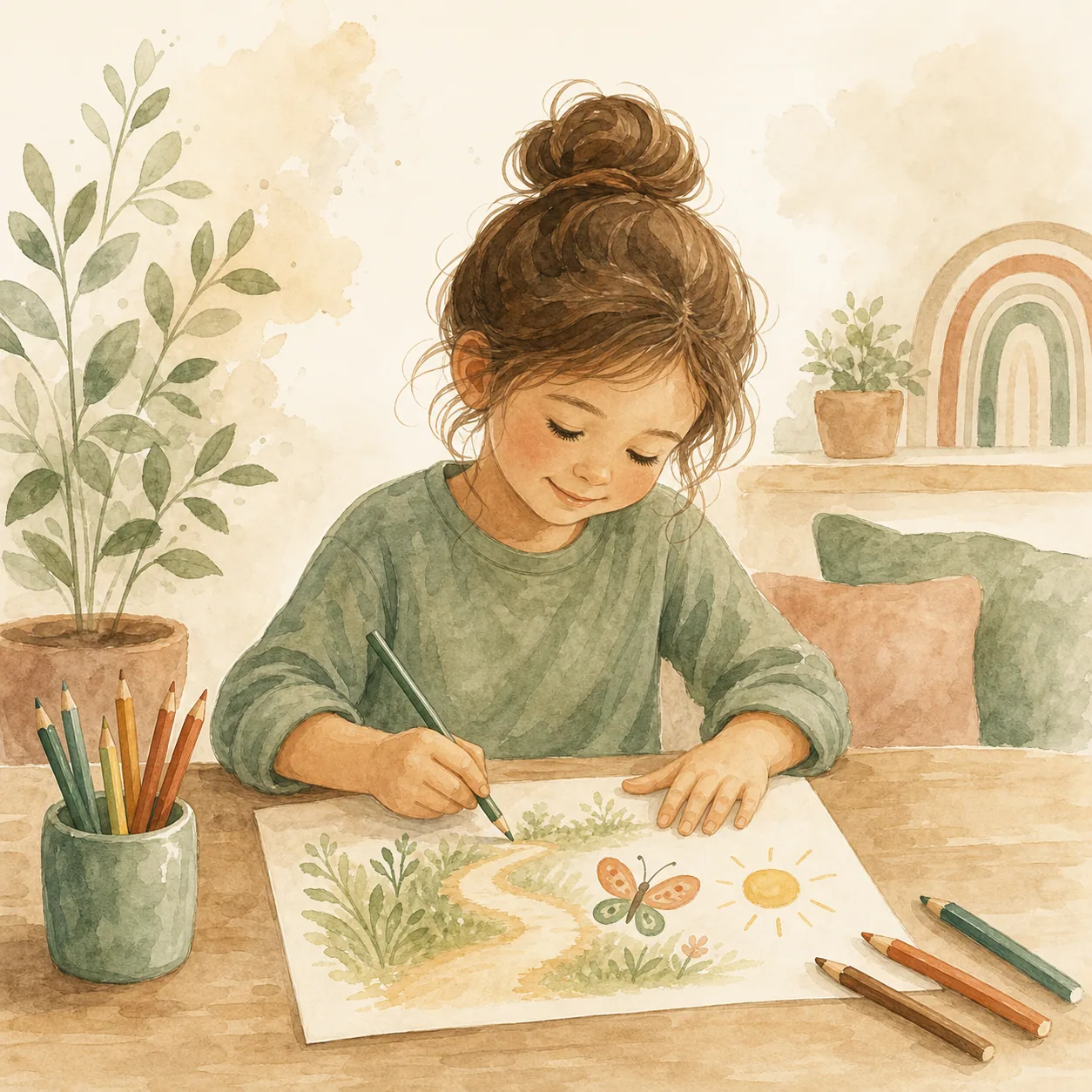 Kind met tekening als beeld bij creatieve begeleiding in hypnotherapie voor kinderen